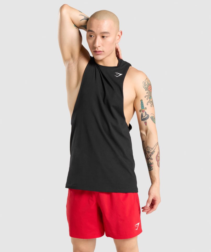 Men\'s Gymshark Critical Drop Arm Tanks Black | NZ 7YVGLI